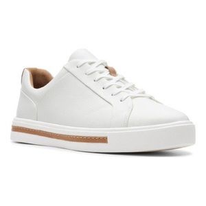 Clarks Soft Off White Leather Lace Up Sneakers